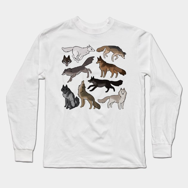 Cute wolves illustration Long Sleeve T-Shirt by Yarafantasyart